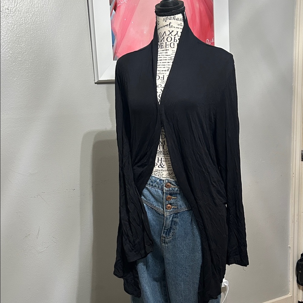 Black Open Front Cardigan